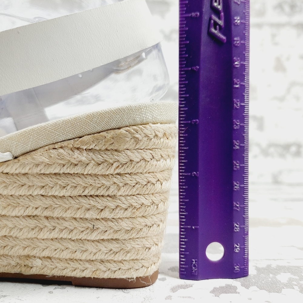 NEW Cole Haan Crystal White Leather Buckle Sling Back Summer Wedge Sandals K131 - Picture 9 of 13